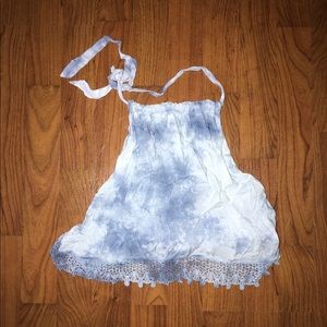 Light blue tie dye open back tank